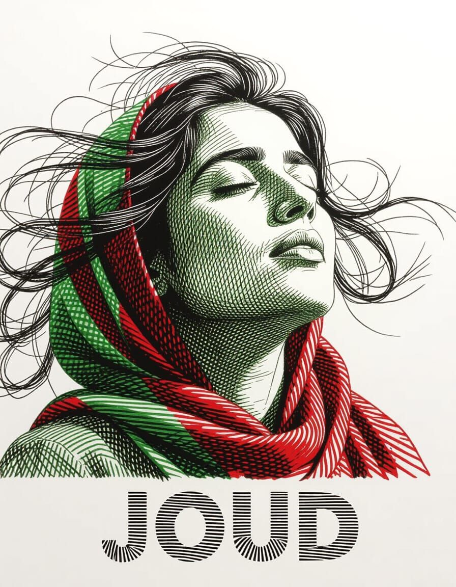 Palestinian Woman Joud Embodies Freedom in Pencil Line Art