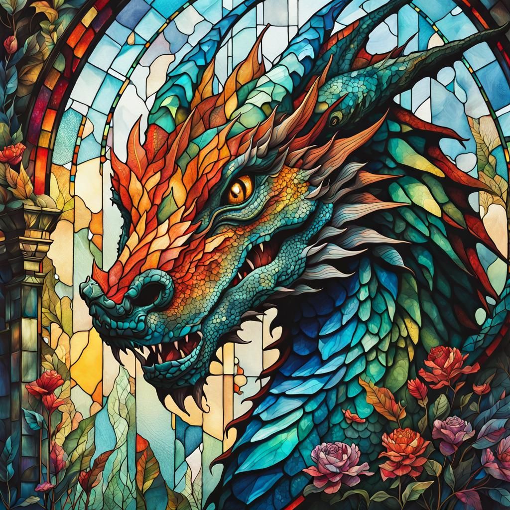 Stained glass dragon