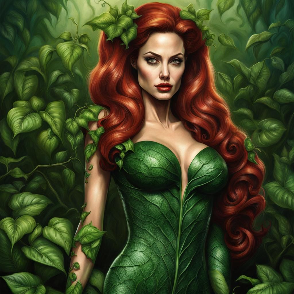 Hyperrealistic Angelina Jolie as Poison Ivy