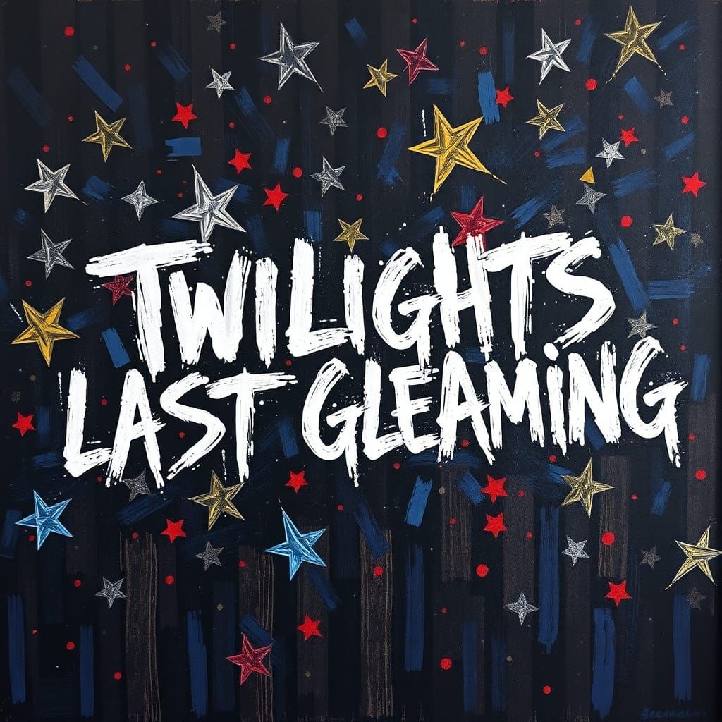 Abstract Stars and Stripes in Expressionist Style