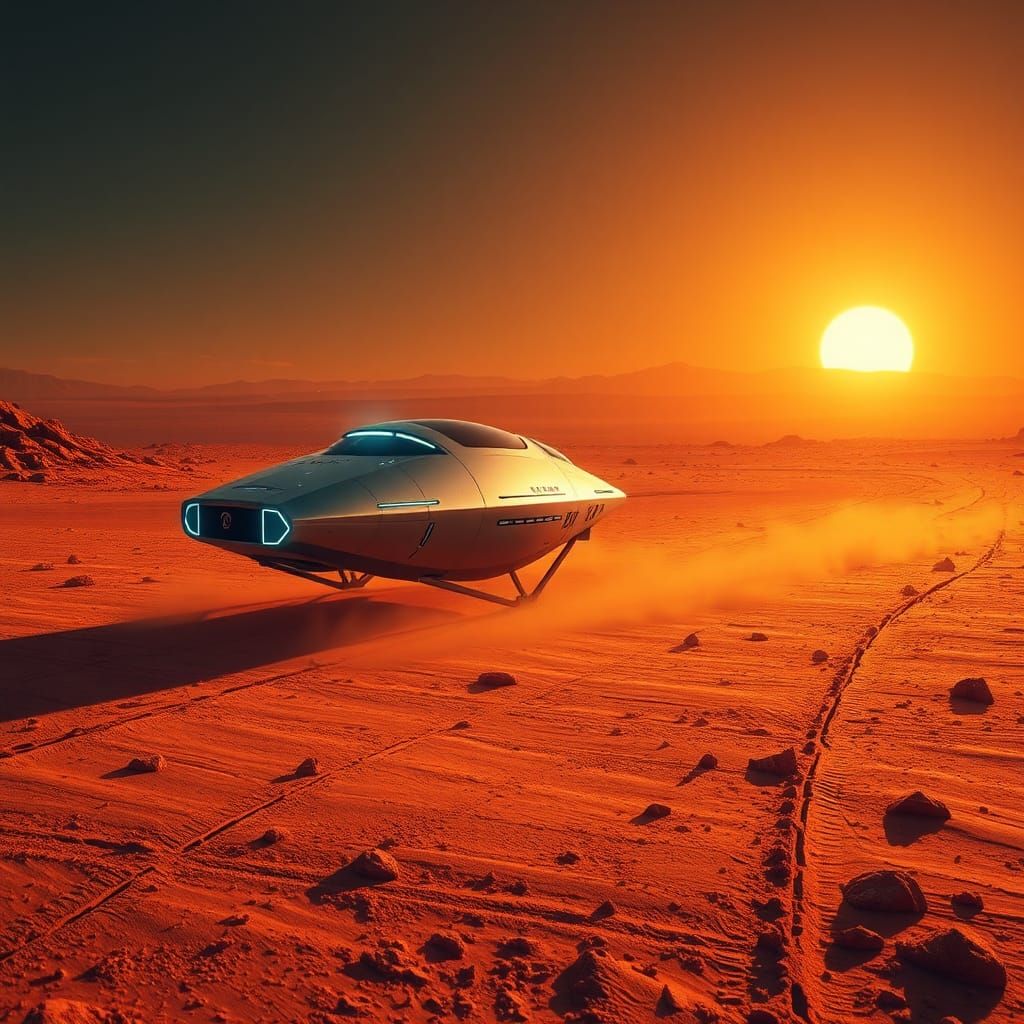 Futuristic Space Vehicle on Mars in Cinematic Digital Art
