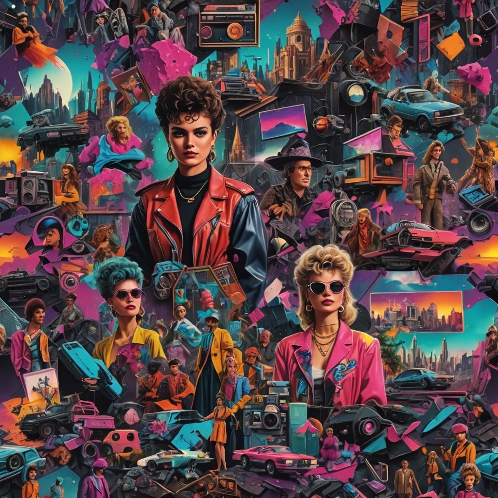 80s Fashion Collage in Detailed Matte Style