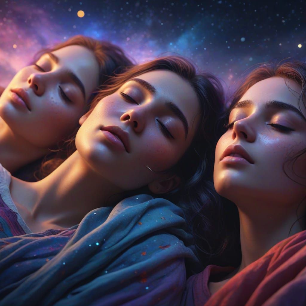 Dreamy Starlit Slumber: A Fantasy Oil Painting