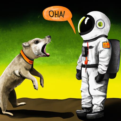 Dog Barks at Astronaut Otter Shadow