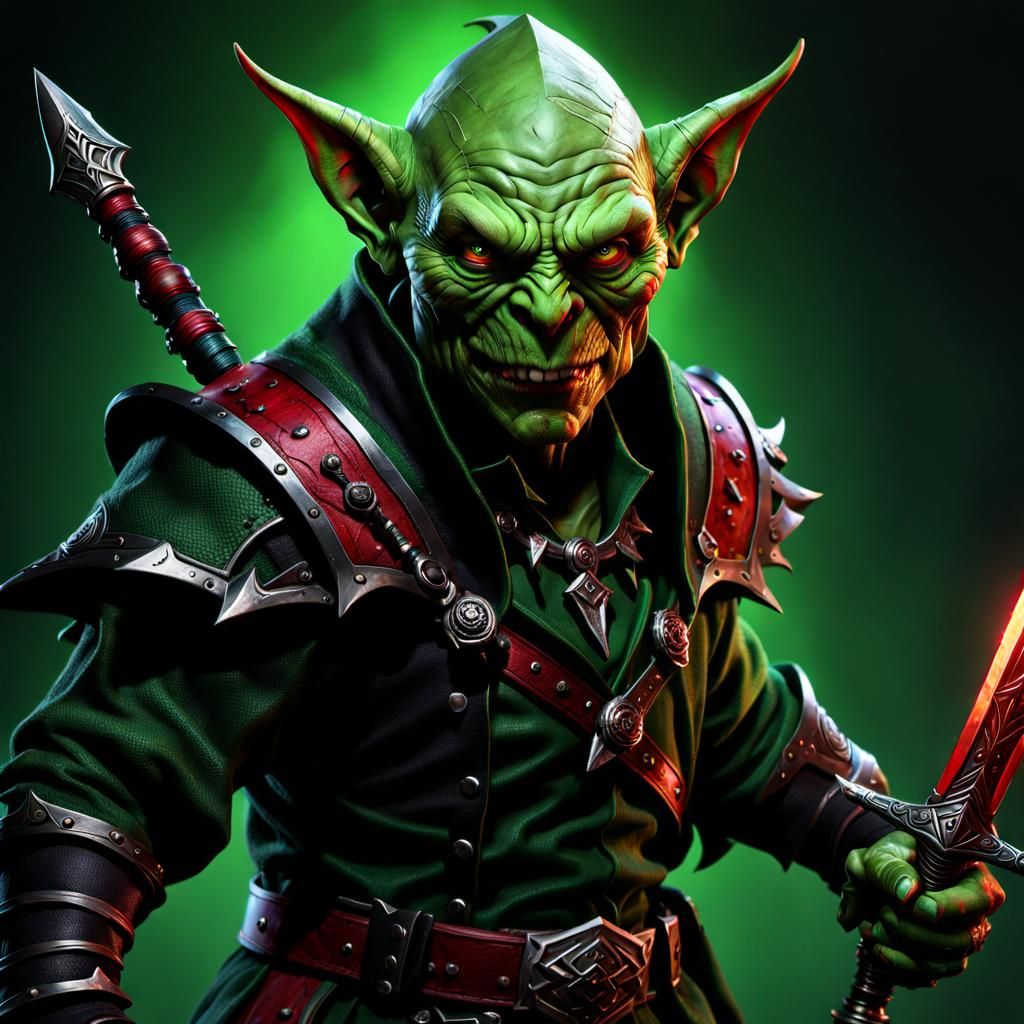 Menacing Goblin Warrior with Crimson Dagger