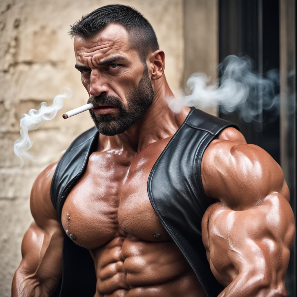 Hyperrealistic Portrait of Muscular Greek Security Man