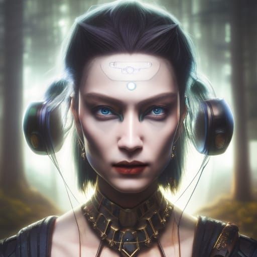 Drow Future Warrior in Digital Art Style