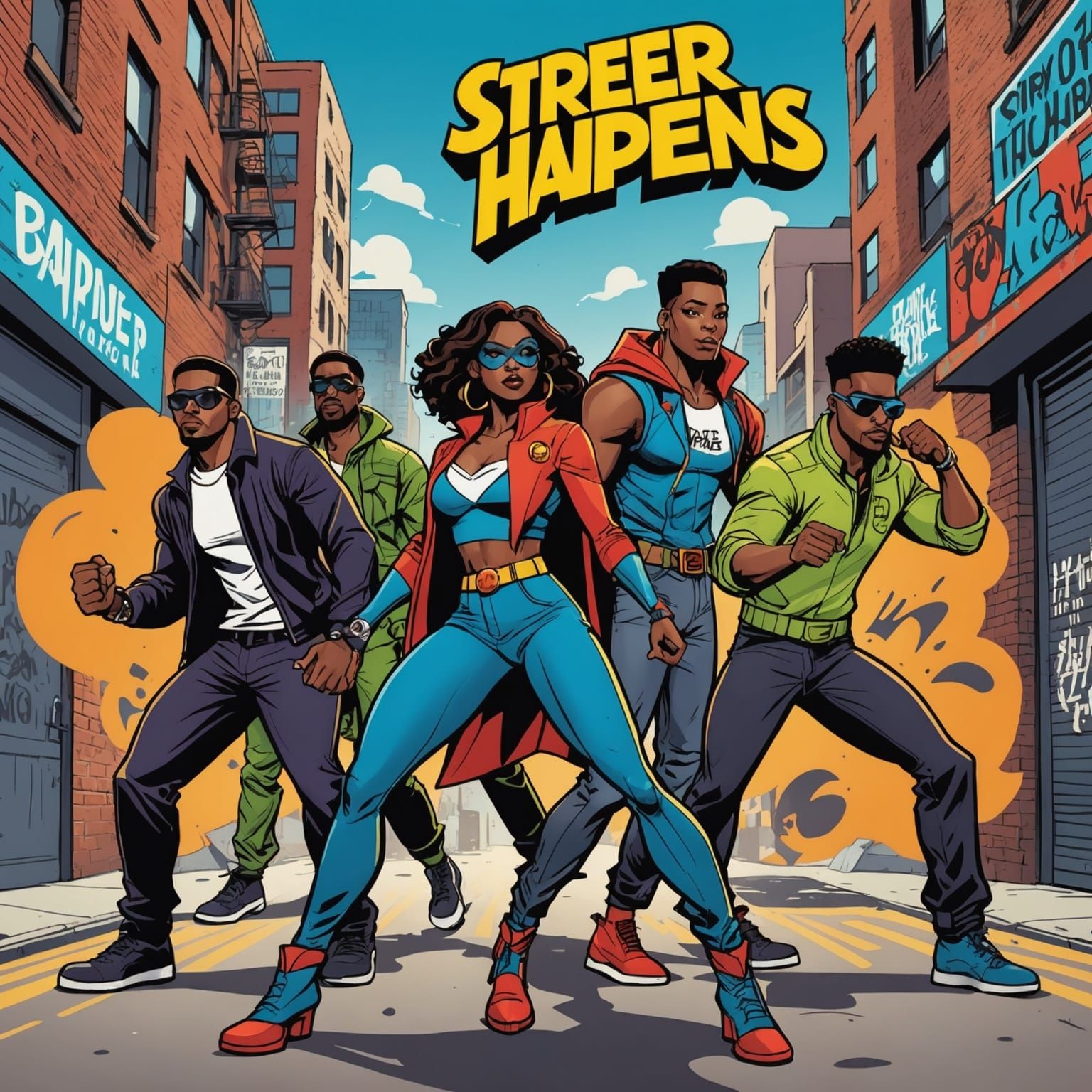 Urban Superheroes Cover Art in Graffiti Style