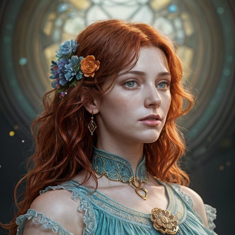 Hyperdetailed Model in Art Nouveau Style