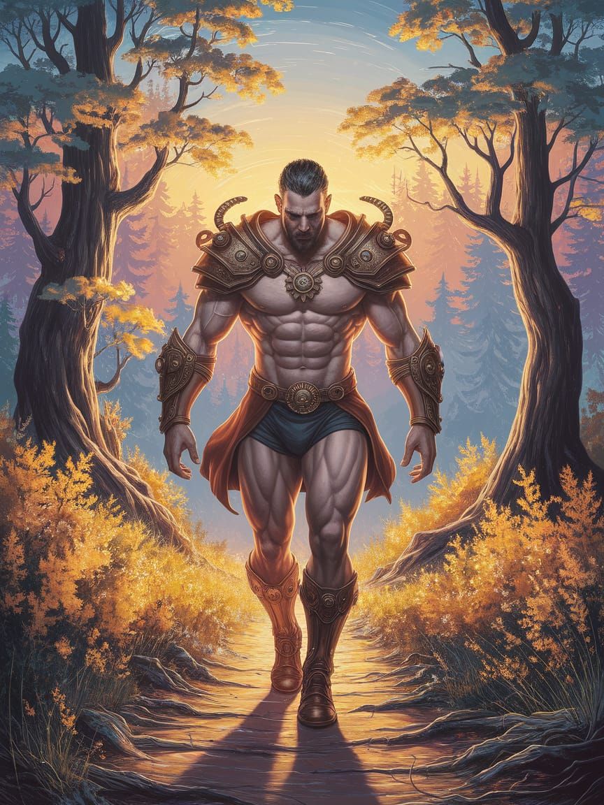 Steampunk Sorcerer in Wilderness - Oil Painting