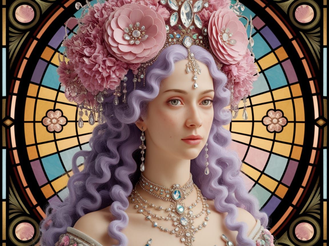 Lavish Lady in Stained Glass Splendor