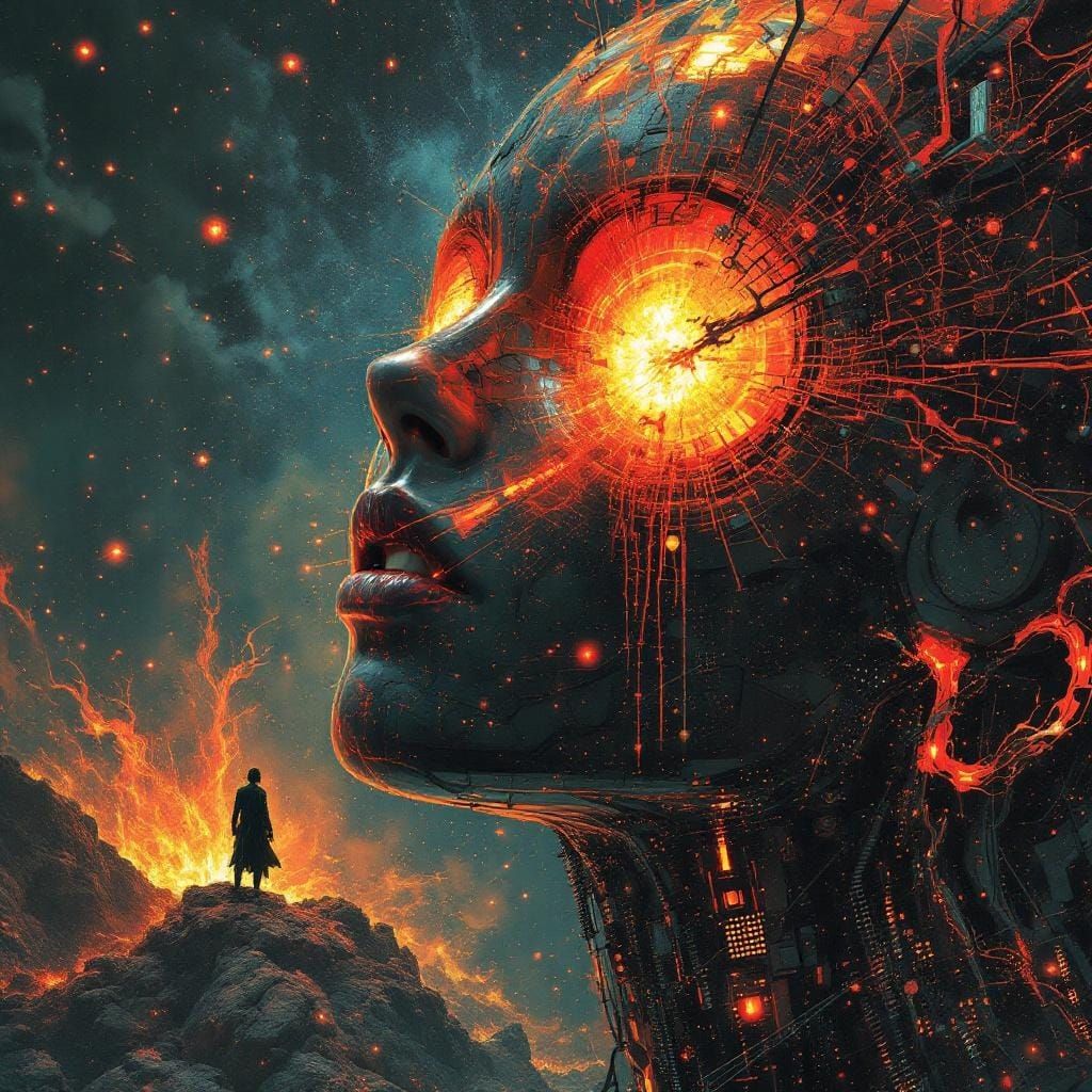 AI Ends World War: Abstract Horror Art