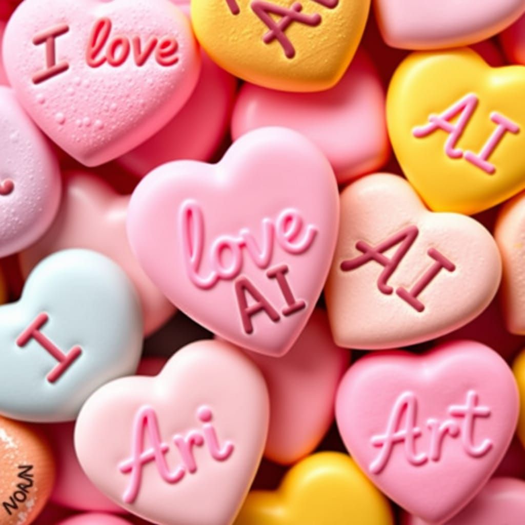 Whimsical Candy Hearts with Quirky Messages
