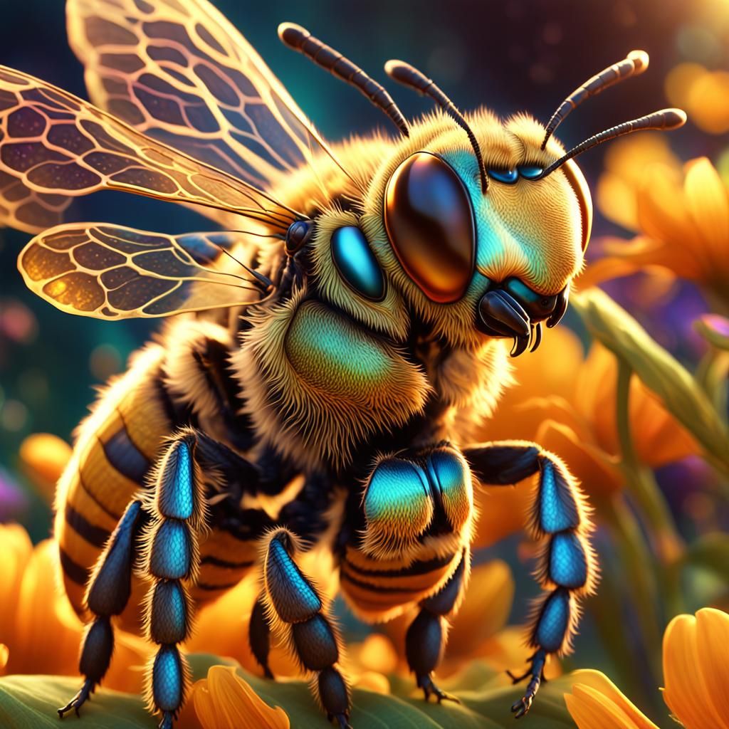 Terror Honey Bee in Fantastical Cartoon Style