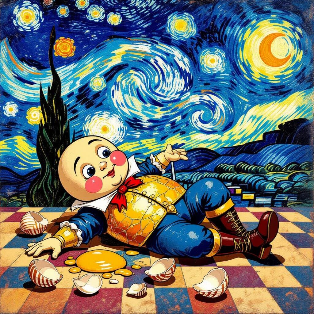 Humpty Dumpty in Starry Night, Ukiyo-e Style