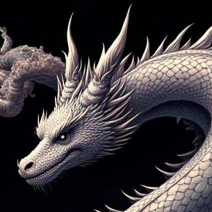 Majestic Z-Shaped Dragon Erupts from Dark Depths