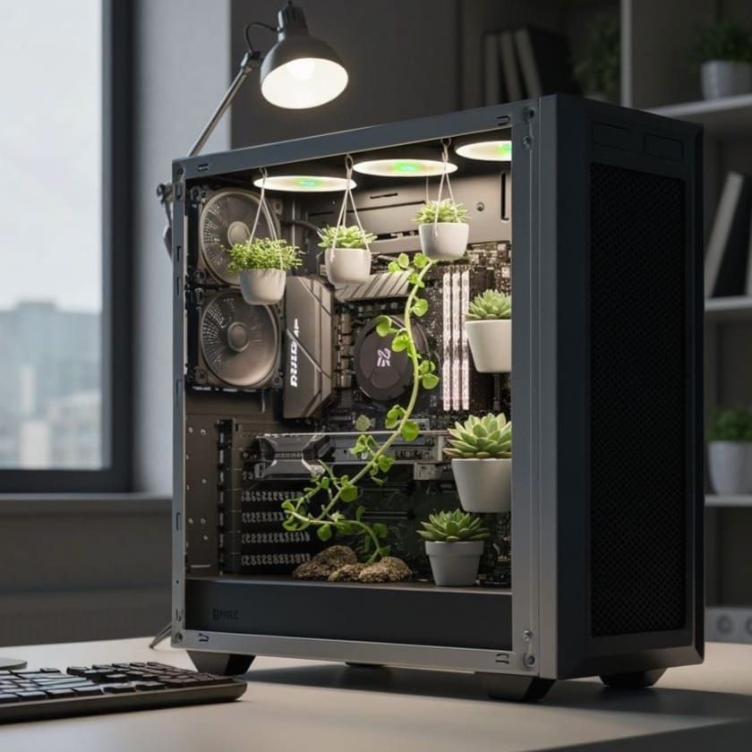 Enchanting Indoor Garden Inside Computer Case