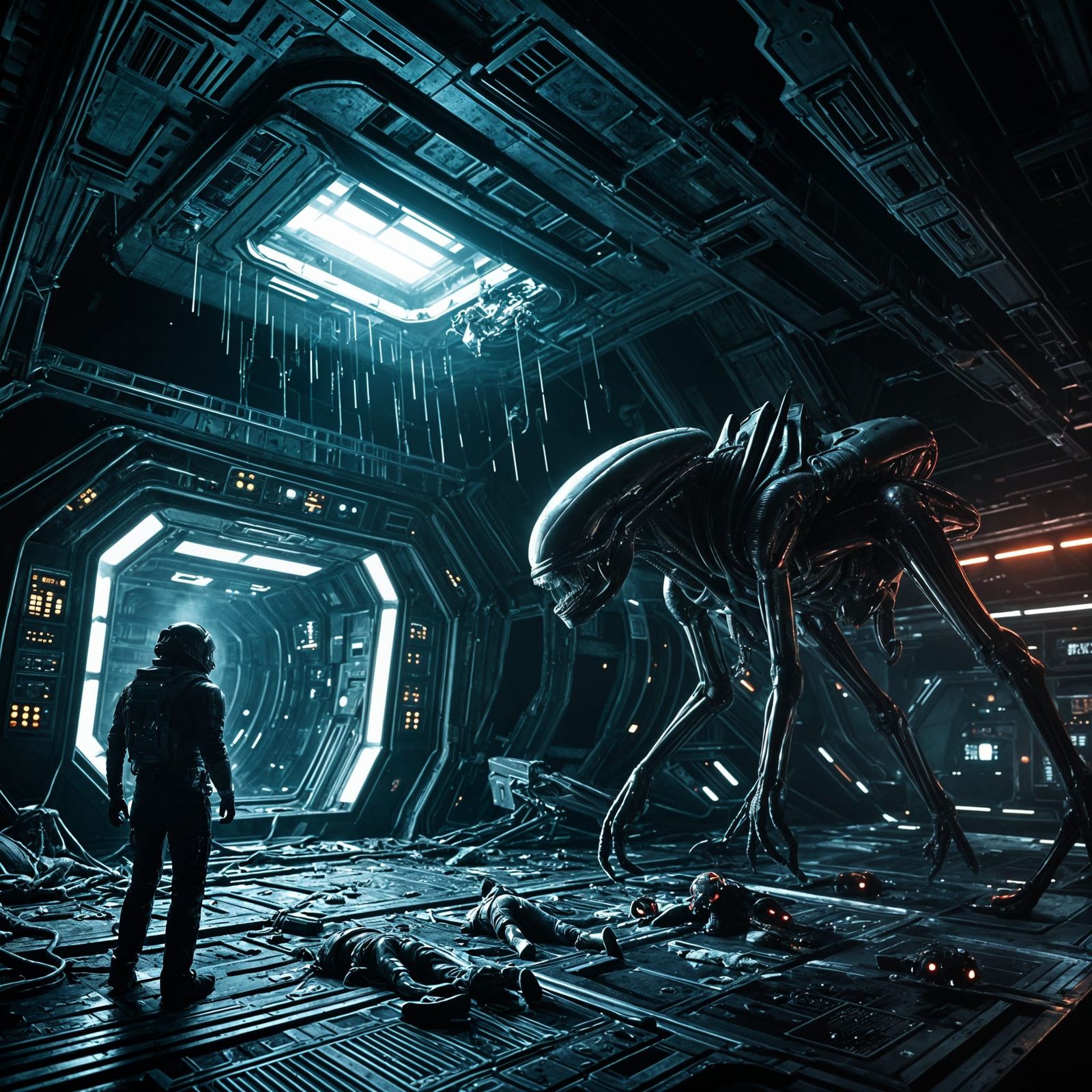 Dramatic Alien Invasion Scene in Cinematic Style