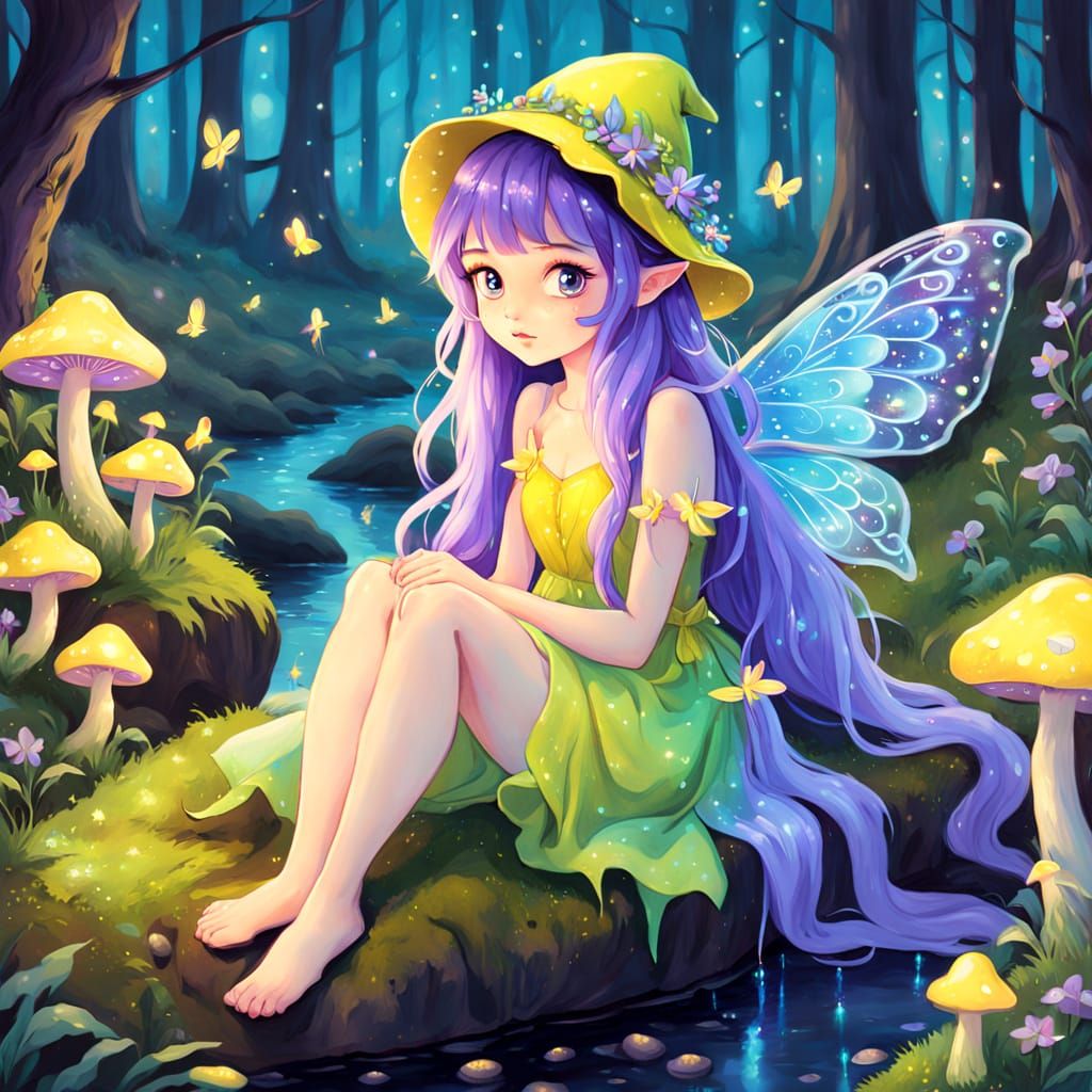 Whimsical Fairy Portrait in Enchanted Forest