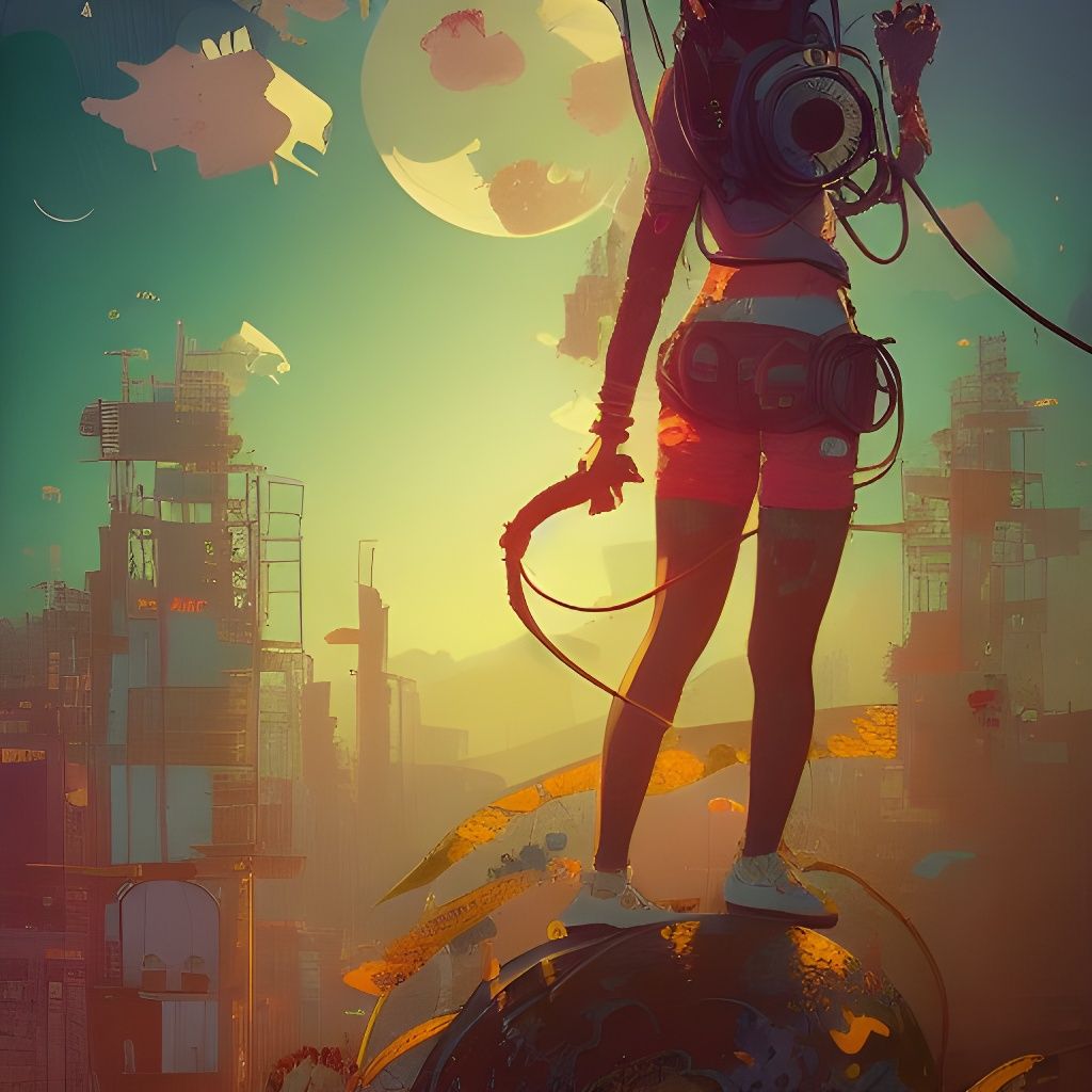 Anime Gamer Girl in Golden Hour Lighting