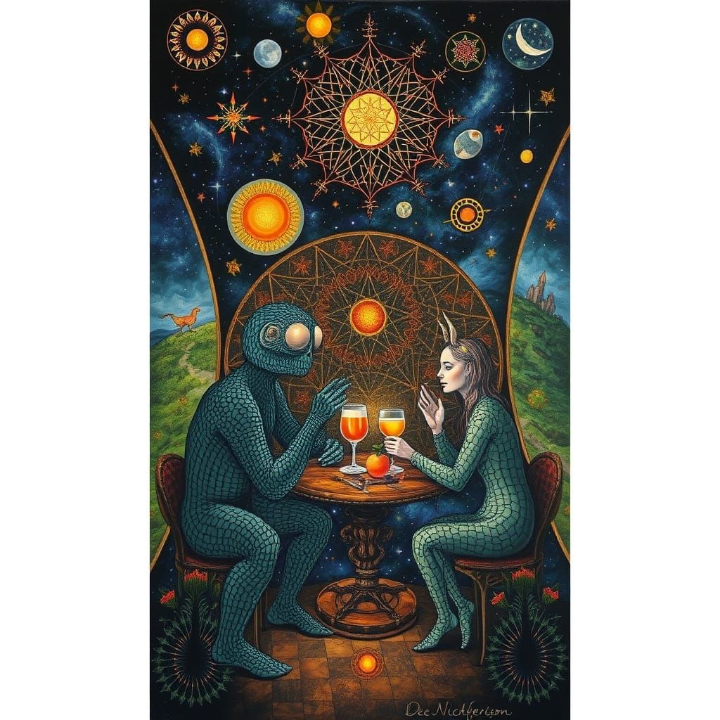 Psychedelic Utopia: Sacred Geometry in Oil Painting Style