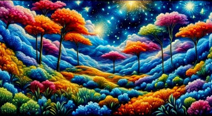 Scintillating Pointillism with Mosaic and Floral Elements