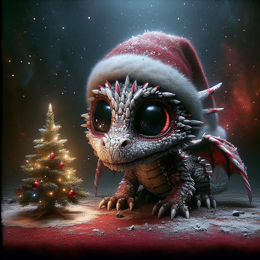 A Cartoony Christmas Dragon Anticipates the Holiday Season