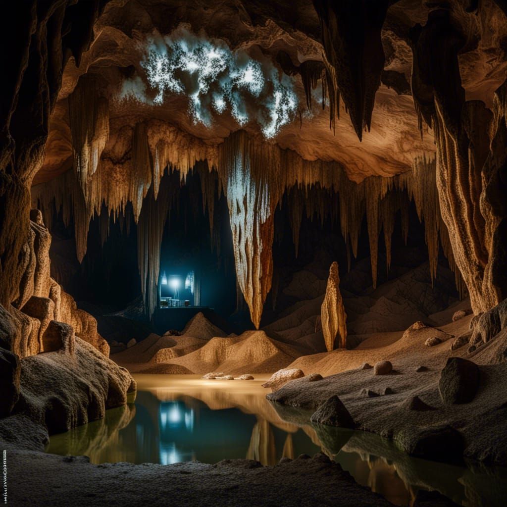 Underground place stalactite cave