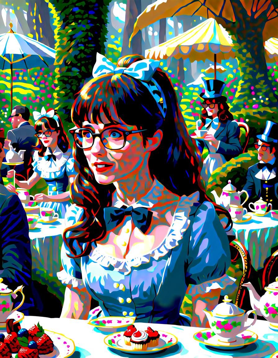 Zooey Deschanel at Wonderland Tea Party, Luminism Style