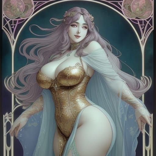 Ethereal Anime Goddess in Gothic Cathedral