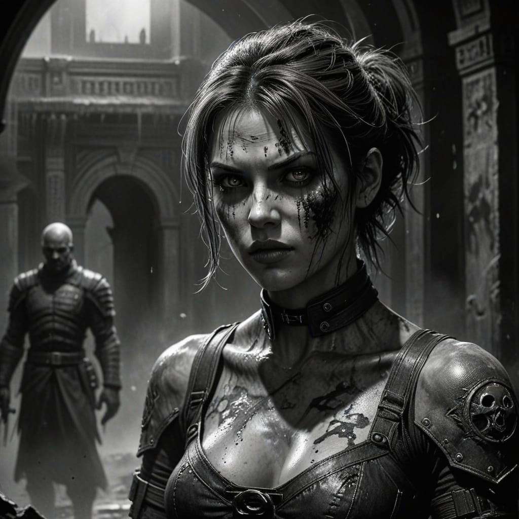 Dark Cinematic Scene in Traditional Chinese Painting Style