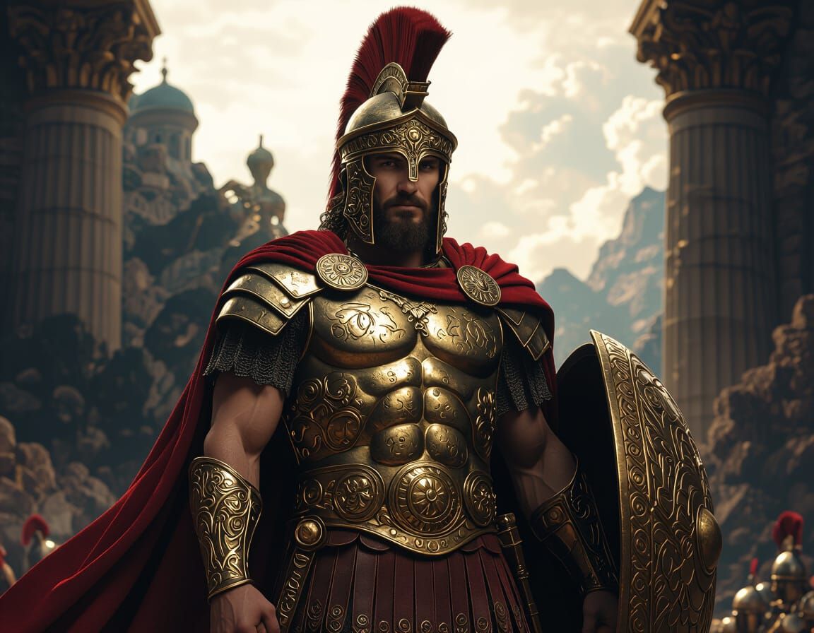 Alexander the Great in Ornate Armor: Fantasy Concept Art