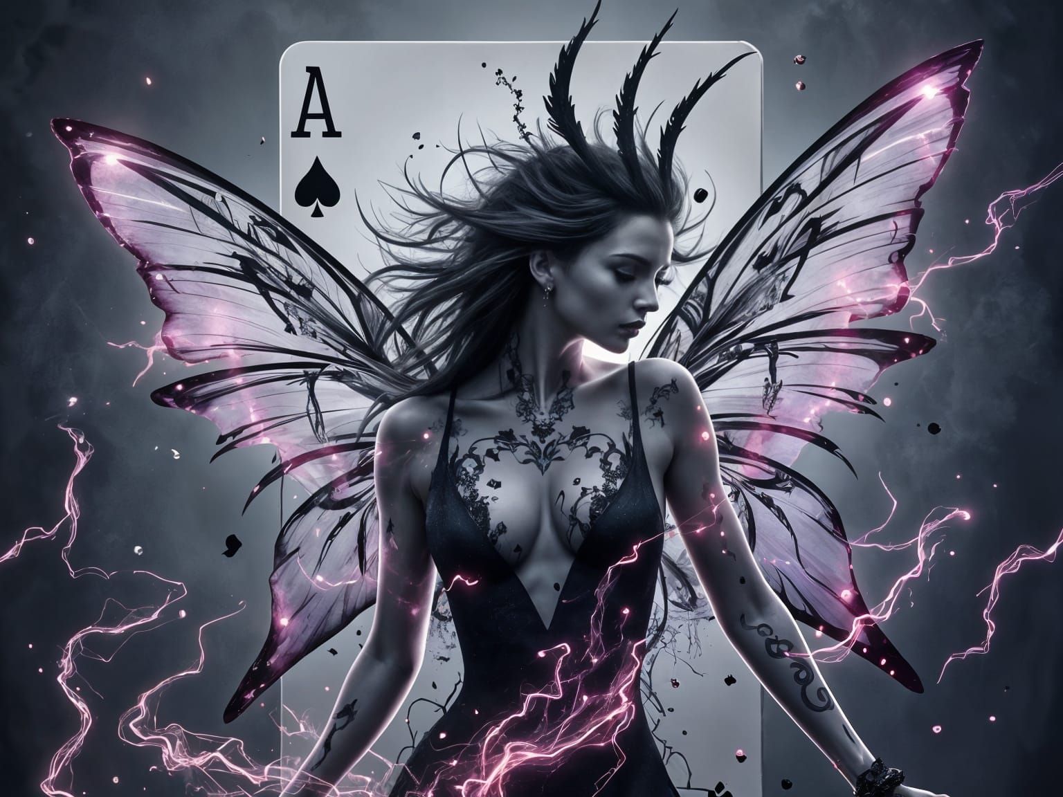 Dark Fairy Queen in Neo-Expressionist Oil Painting