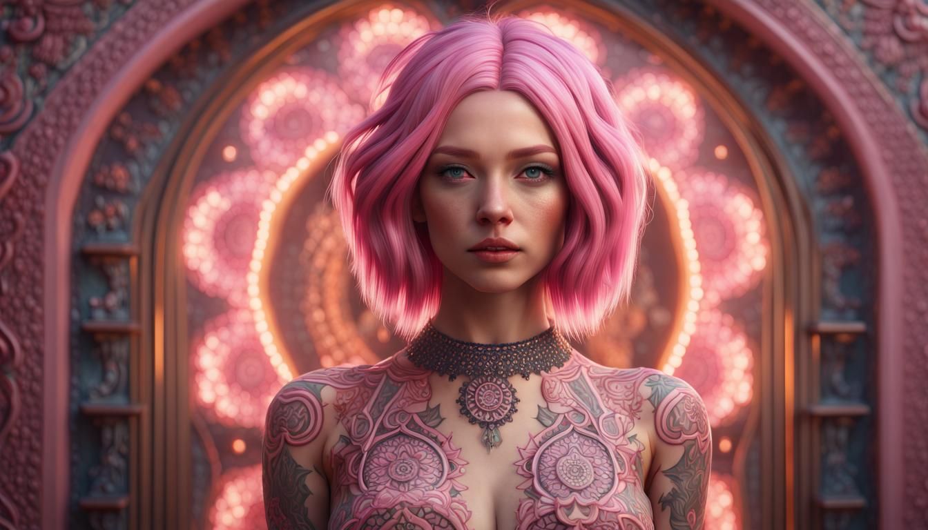 Stunning Rhoda with full-body Mandala