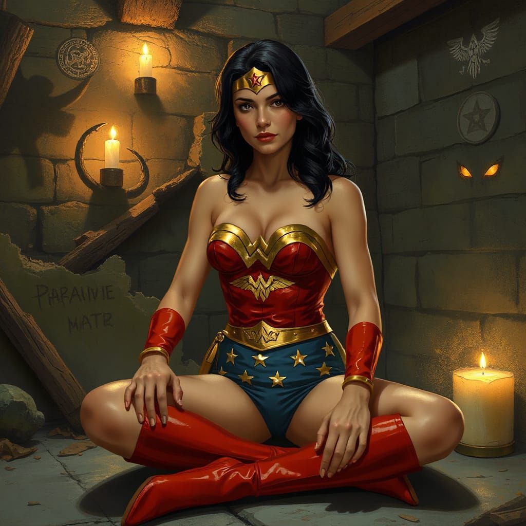 Wonder Woman Battles Cthulhu in Sci-Fi Illustration