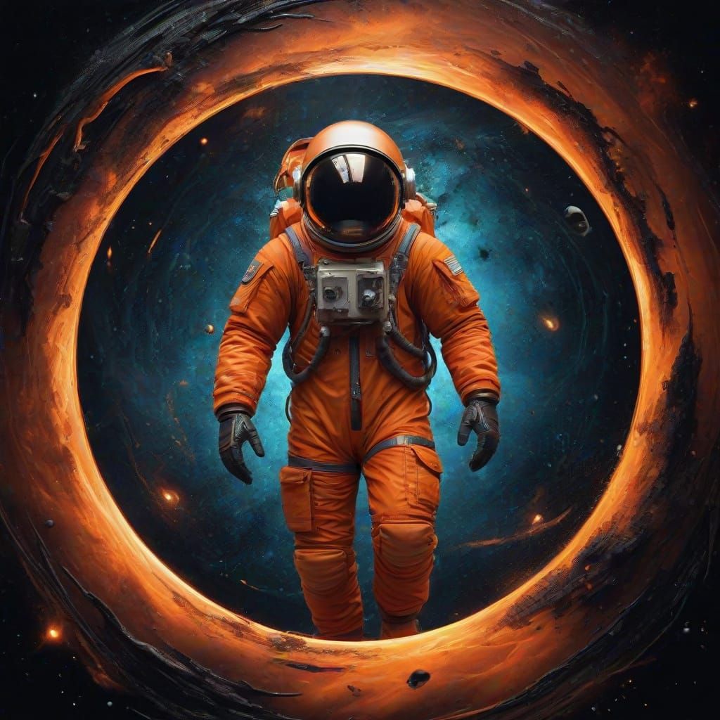 Spaceman in a burnt orange spacesuit - 1024