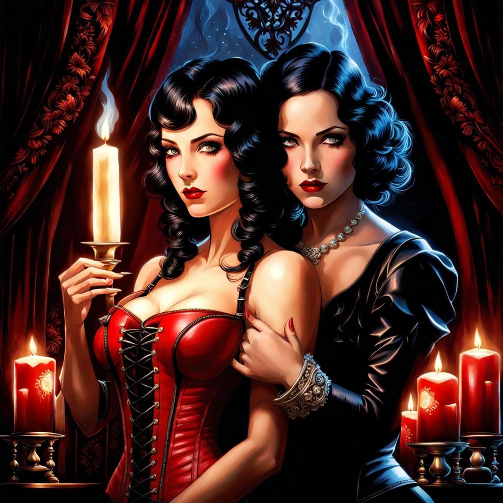 Gothic Embrace: A 1920s Romance in Red