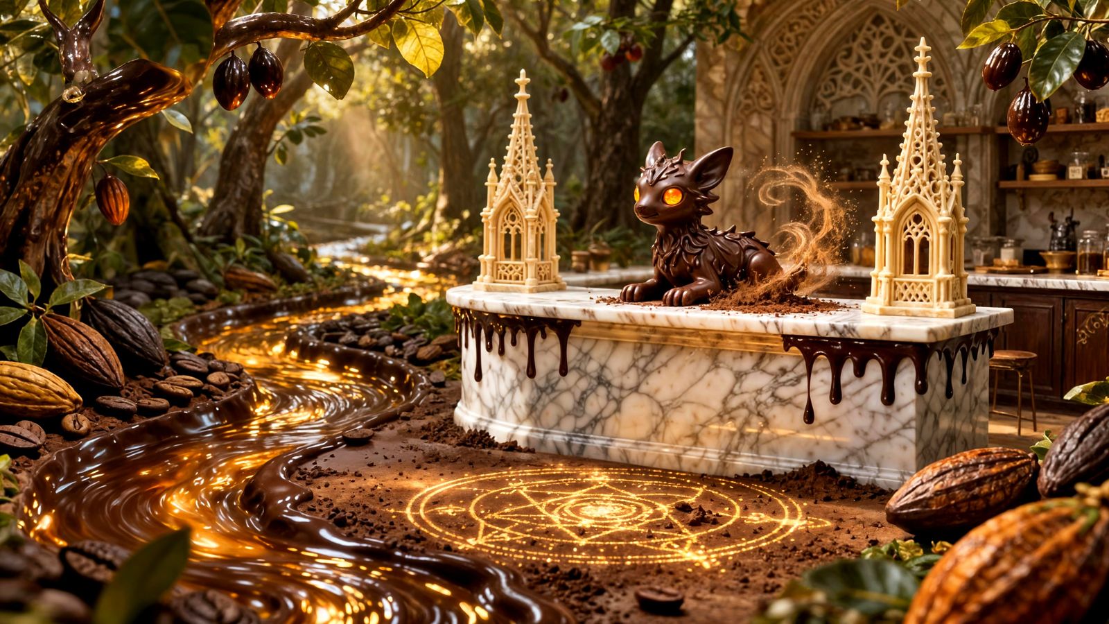 Enchanted Chocolate Atelier in Whimsical Forest