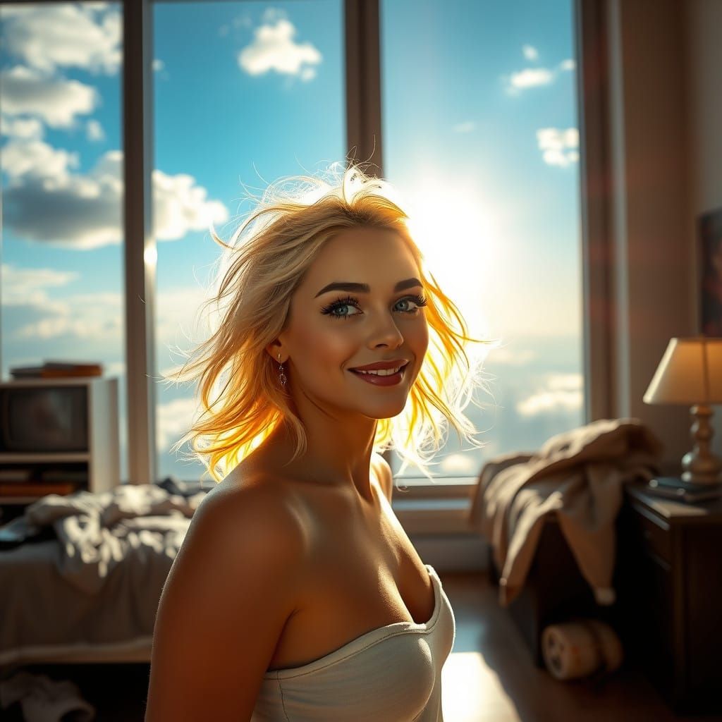 Vibrant Sun Goddess Rises in Hyperrealistic Art