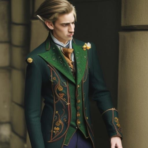 Dashing Half-Elf Bard in Crimson Suit