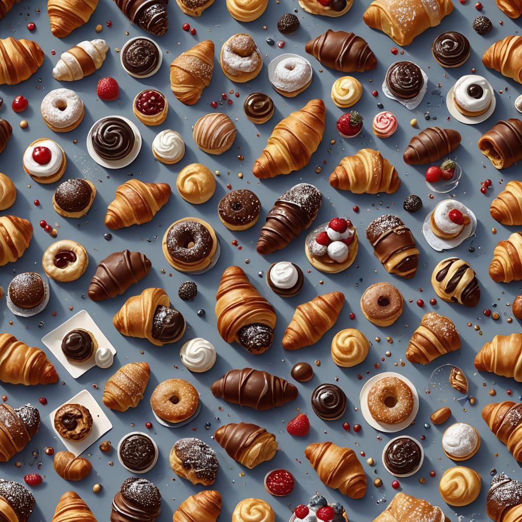 French Patisserie with Croissants and Pastries