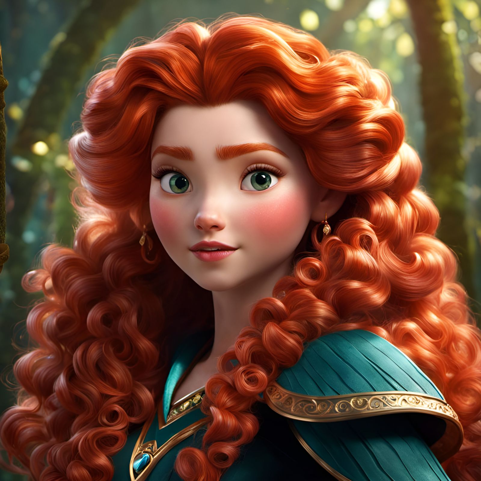 Gorgeous Princess with Red Hair, 3D Render