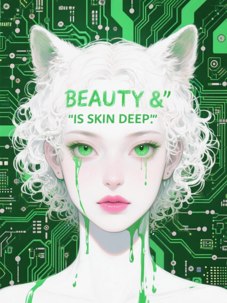 Cyberpunk Woman Portrait With Circuit Board Face