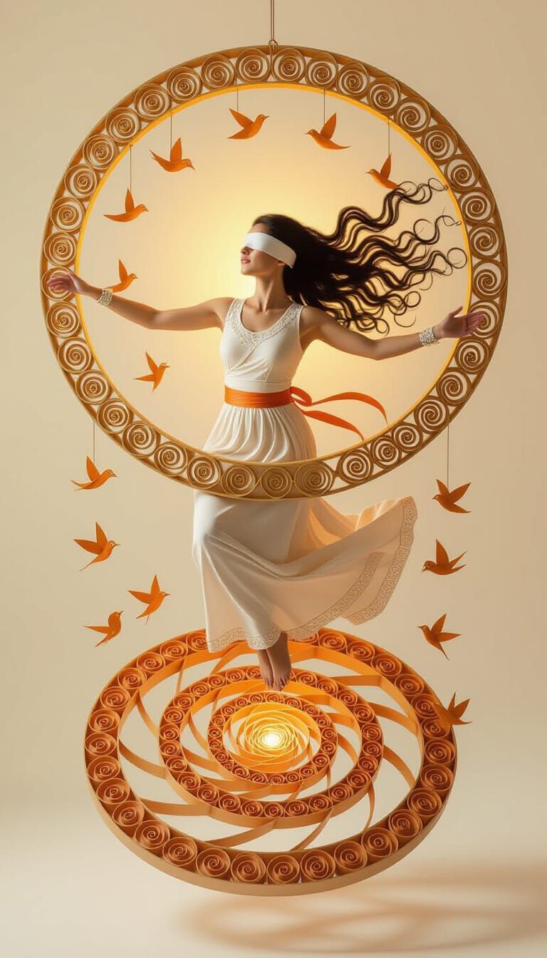 Blindfolded Oracle Above Quilled Paper Mandala