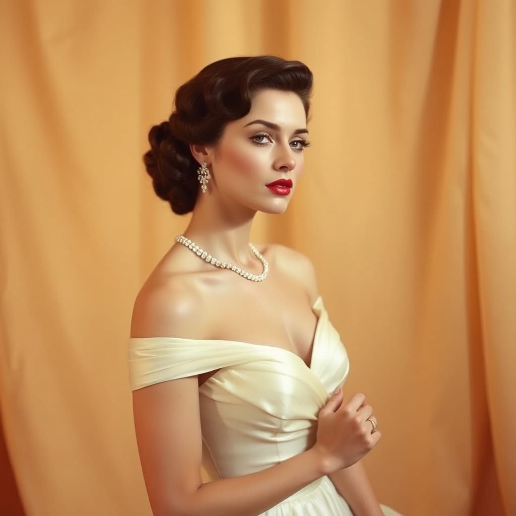 Classic 1950s Actress Portrait in Photographic Style