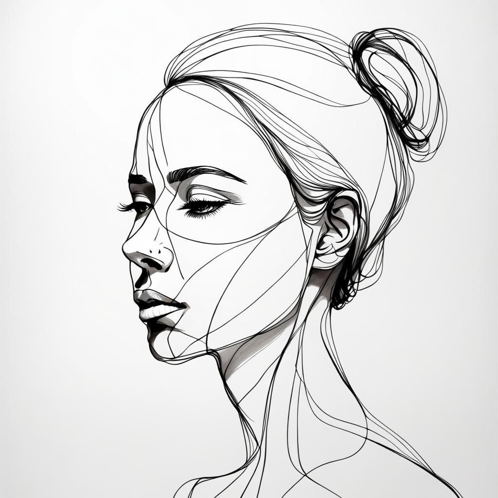 Single Line Art Portrait of a Woman