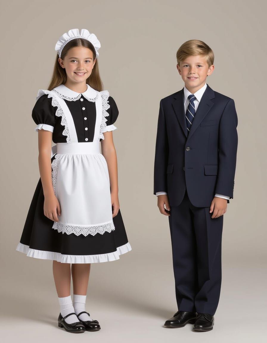 Brother and Sister in Formal Studio Portrait