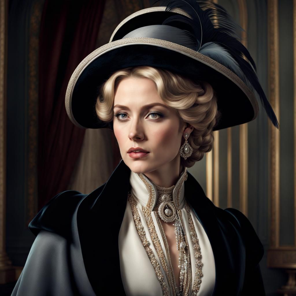 Regency Actress in Velvet Hat: Digital Matte Painting