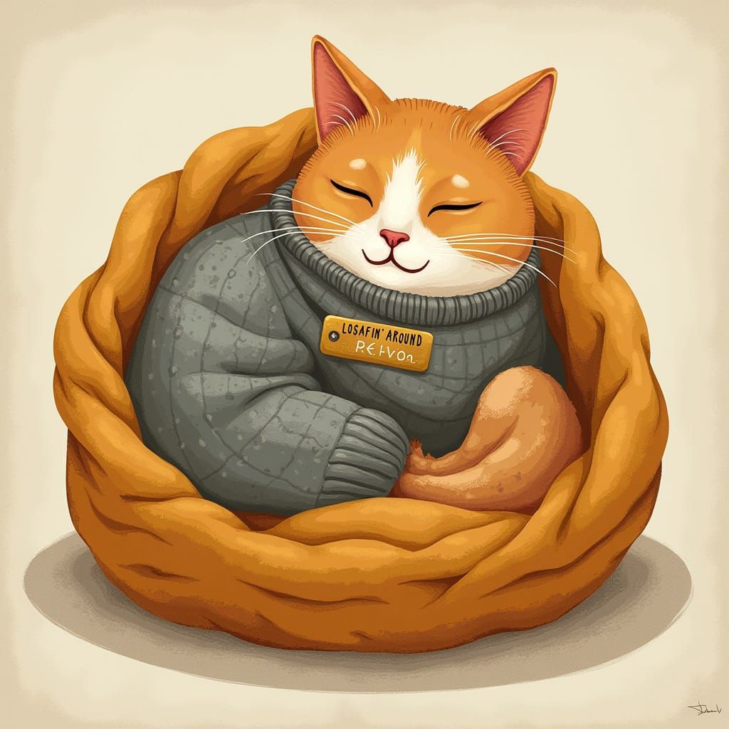 Cozy Cat in Whimsical Sweater