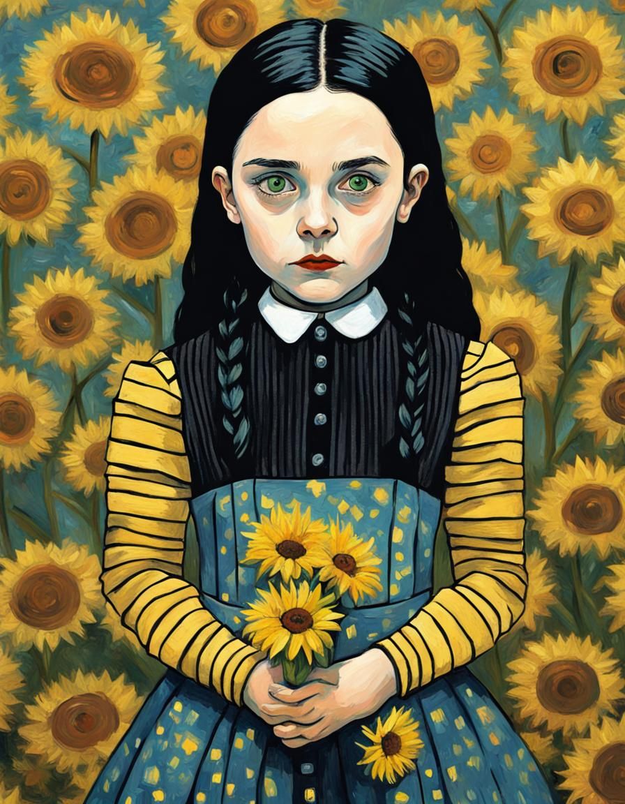 Wednesday Addams as Van Gogh Painting